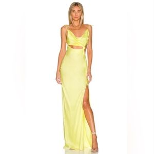 For Love & Lemons Kyra Cut Out Maxi Dress in Yellow Size L